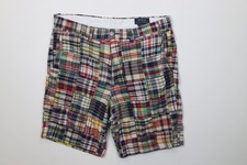 Vtg Y2K Ralph Lauren Mens 32 Faded Patchwork Madras Plaid Chino Shorts Cotton