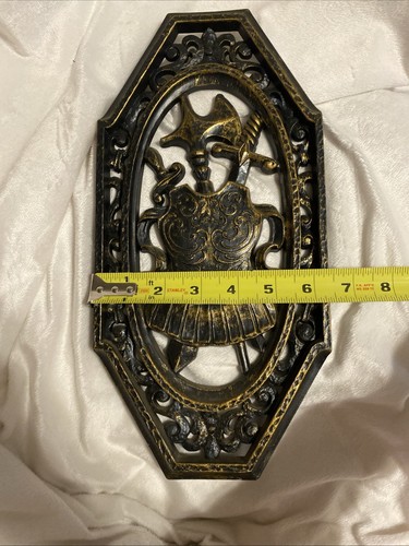 VTG Medieval Homco MCM Set (3) Plastic Wall Plaques Spanish Antique Gold 1968 - Picture 9 of 9