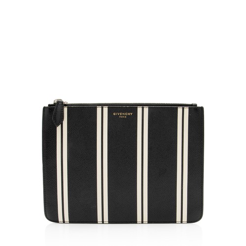 Givenchy Calfskin Striped Zip Pouch