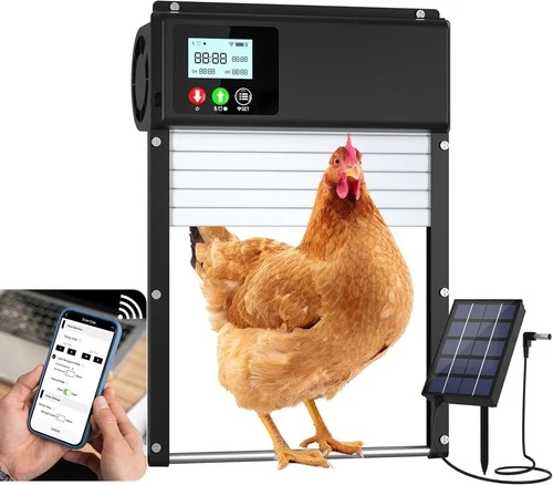 Automatic Chicken Coop Door Solar Powered APP WiFi Opener Timer Light Sensor