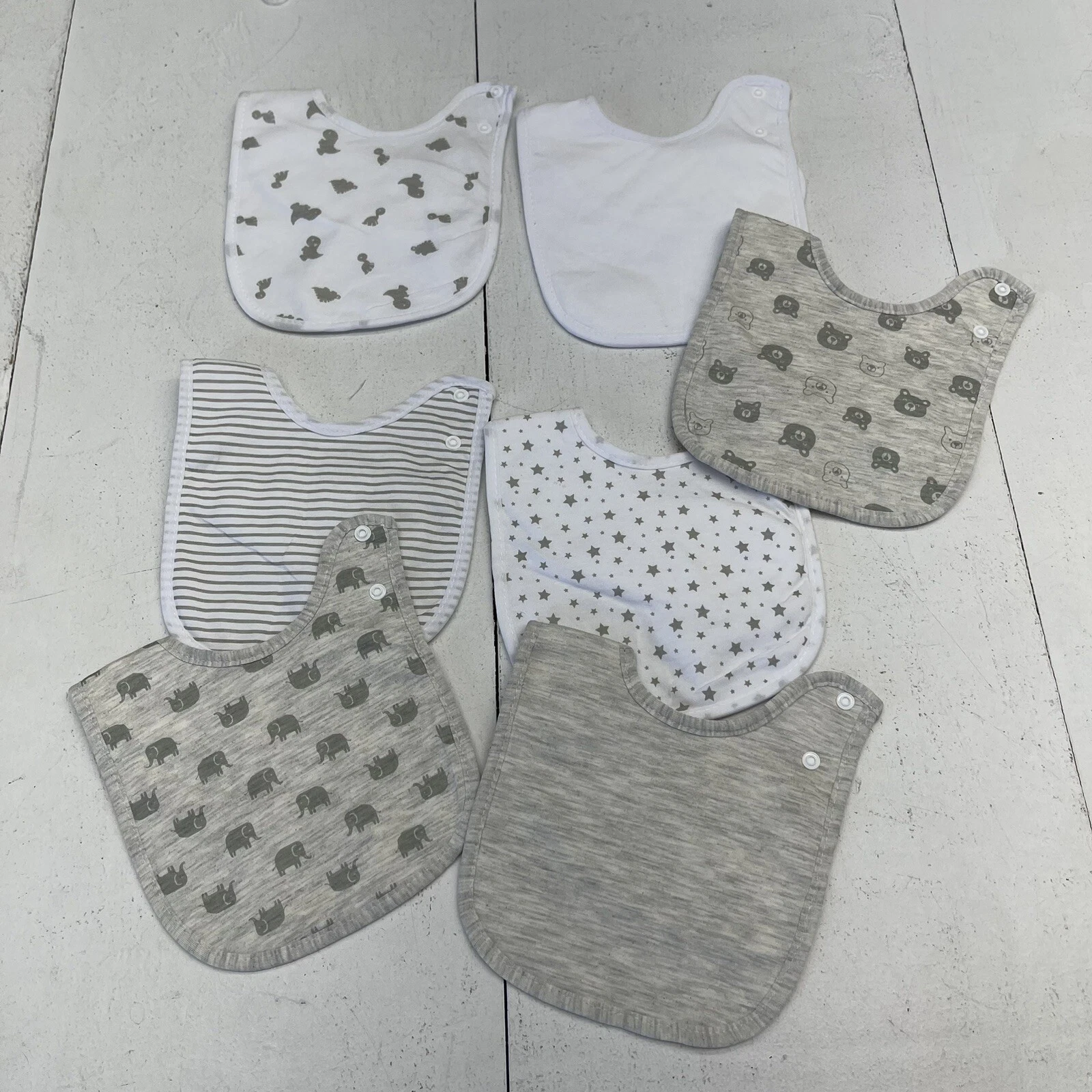 Gelisite Gray 7 Pack Cotton Absorbant Baby Bibs New