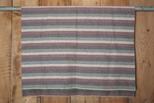 Vintage Gray Burgundy Red Striped Wool or Wool Blend 58x37 in. Blanket Throw