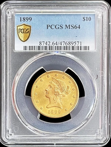 1899 GOLD USA $10 LIBERTY HEAD EAGLE COIN PCGS MINT STATE 64