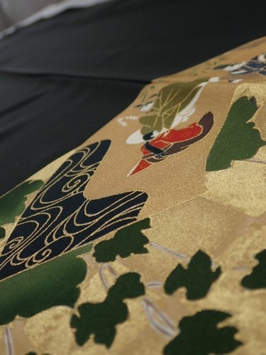2U02z270 Japanese Kimono Silk FABRIC Heian noble Black 59.1x28.7 - Picture 3 of 8