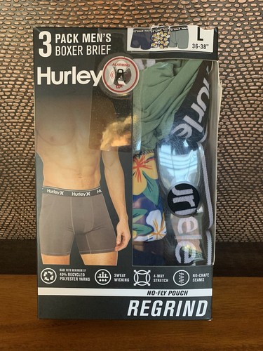 Hurley Men's 2-Pack Everyday Boxer Briefs - Ultra Soft, Sweat Wicking, 4-Way Stretch Fabric
