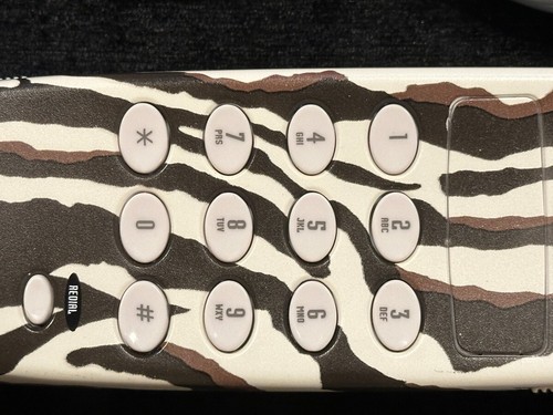 "Nick & Nora Home" ZEBRA Print Trim Line Push Button Telephone. Desk Top or Wall - Picture 6 of 11