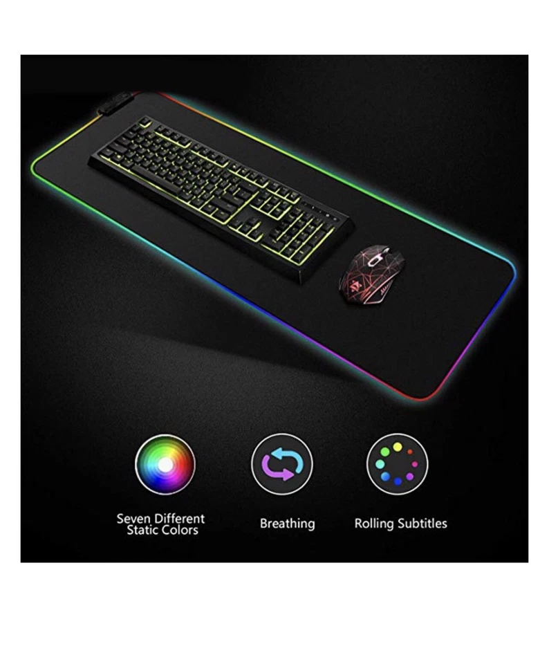 Large RGB LED Lighting Gaming Mouse Keyboard Pad Mat For PC Laptop 9.8 In x 13.7 - Image 2 of 4