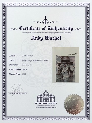 Andy Warhol, Original Print Hand-signed Litho + COA & Appraisal of $3,500. - Picture 5 of 12