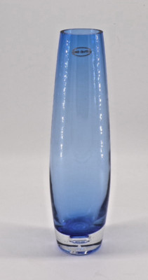Vintage Vase Handarbeit blau klar Mid Century Modern 11,5''