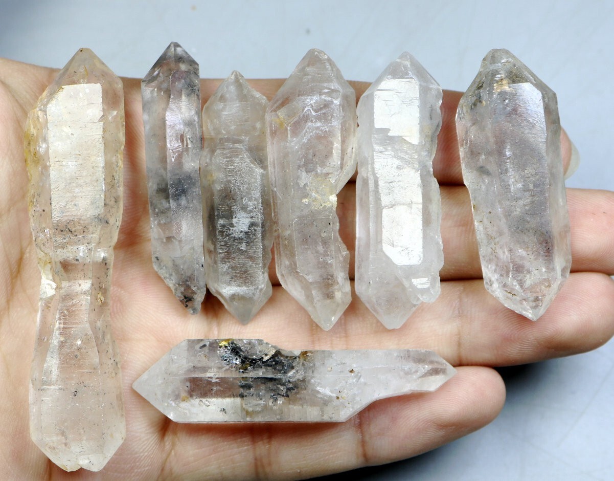 7pcs Natural Black Phantom Herkimer Diamond Quartz Crystal Specimen