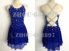 Ice skating dress Competition Figure Skating Classic Costume royal blue