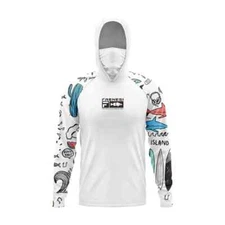 Pelagic Grea Fishing Shirts Long Sleeve Hooded Face Cover Quick Dry UV Protect