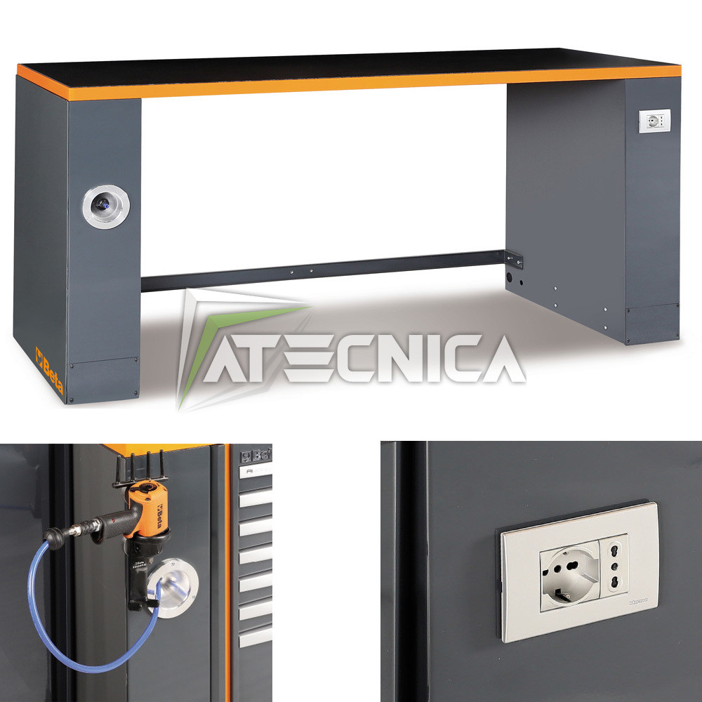 Banco da lavoro 2050x700 Beta RS C55B PRO con prese 230V e arrotolatore 10m aria