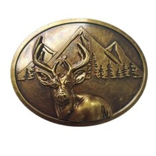 Brass Finish Belt Buckle with Wildlife Hunting Theme