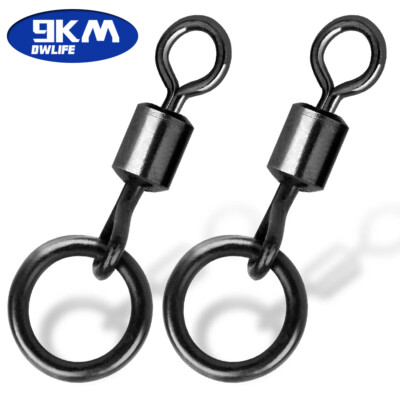 9KM Black Carp Fishing Swivels 30~60Pcs Quick Change Rolling