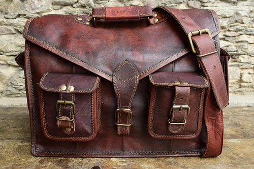 Borsa uomo pelle marrone vera vintage fatta a mano messenger