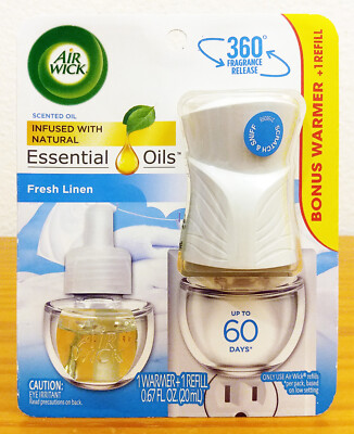 Air Wick Scented Oil Starter Kit with Plug In Warmer, Fresh Linen, 0.67 fl oz