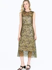 NEW Vince Dress Womens Medium Green Floral Lace Midi Lined Slip Mesh 15019