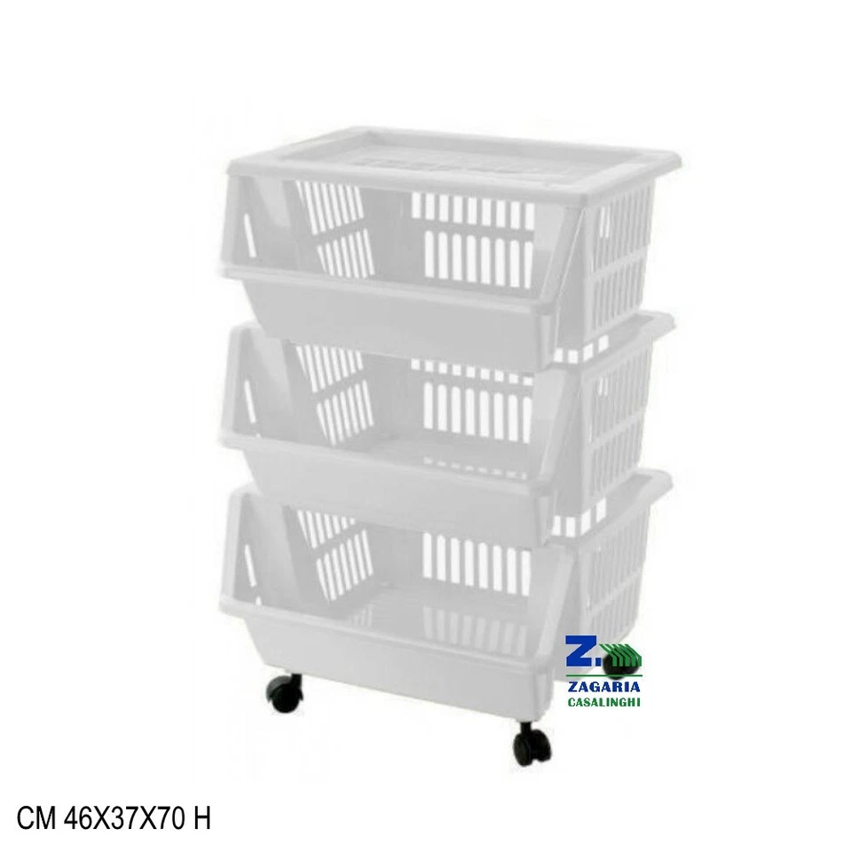 TONTARELLI CARRELLO PORTAVERDURE PORTAFRUTTA UNICO 1 COMPONIBILE TRAFORATO COLORE BIANCO