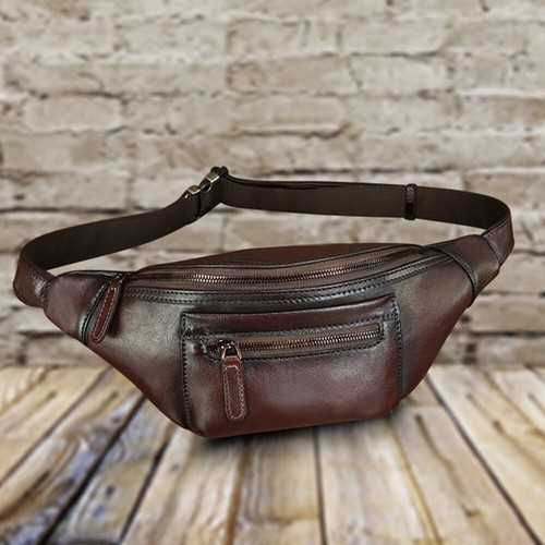 Echtleder Bauchtasche für Damen und Herren Vintage Handarbeit Leder Gürteltasche - Bild 3 von 14