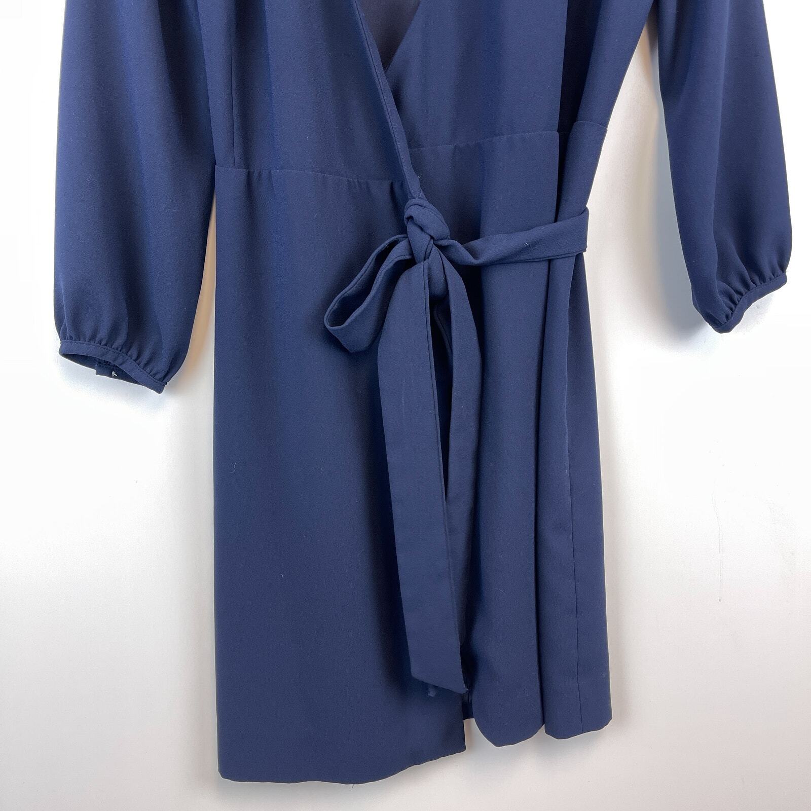 Womens Size 365 Crepe Wrap VNeck Mini Dress Navy Blue