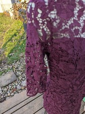 Women's Soieblu Burgundy Lace Lined Dress Sz Lg Fits Smaller Ck Measurement