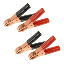 4pc Battery Clips Alligator Test Clamps Lead Black & Red Heavy Duty 50 Amp