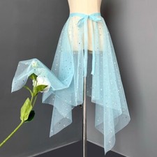 Lace Lady Girls Mesh Wrap Skirt Sarong Shiny Vintage Star Irregular Sheer Casual