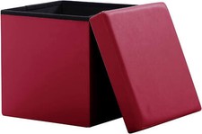 Sitzhocker mit Stauraum Aufbewahrungsbox faltbar Kunstleder Fußbank 38x38x38 CM