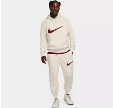 Mens Nike Gym Athletic Chenille Swoosh Hoodie Hooded Sweatshirt Pants Set New
