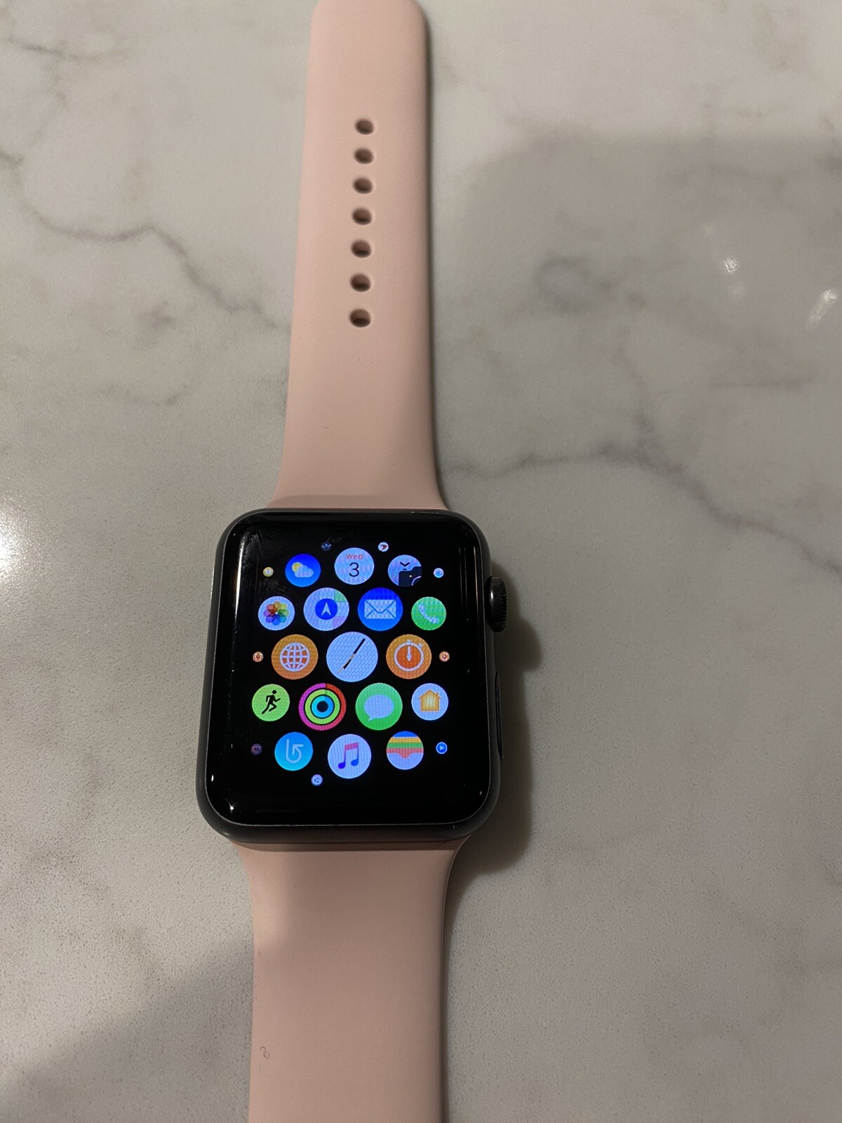 Apple iwatch Series 7000 42mm 1st Gen Space Grey w/ pink band In Box | eBay