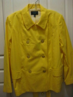 Faconnable Womens size 14 NWT Yellow Double Breasted Lined