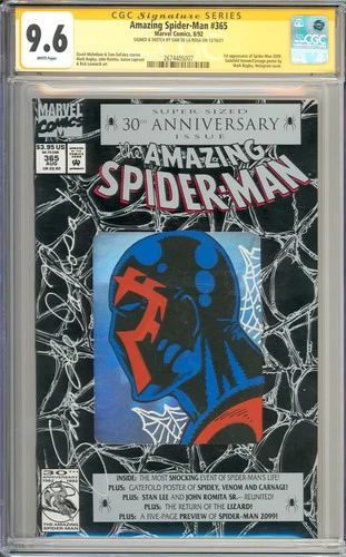 Amazing Spider-Man #365 SIGNED & SKETCH Sam De La Rosa Marvel 1992 CGC 9.6