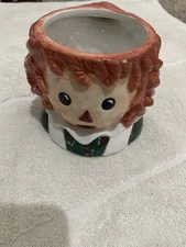 Raggedy Ann Collectible Large Face Mug Planter Holder Vintage Sakura 4" x6" 1998