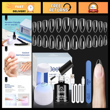 240 Pcs Clear Almond Nail Tips Set, Easy Extension Kit with 5 In 1 Glue & UV Lam