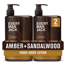 Every Man Jack Mens Amber  Sandalwood Hand  Body 13.5 Fl Oz Pack of 2 