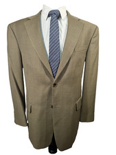 STAFFORD Mens Brown HOUNDSTOOTH CHECK Wool Sport Coat Blazer Suit Jacket 44R