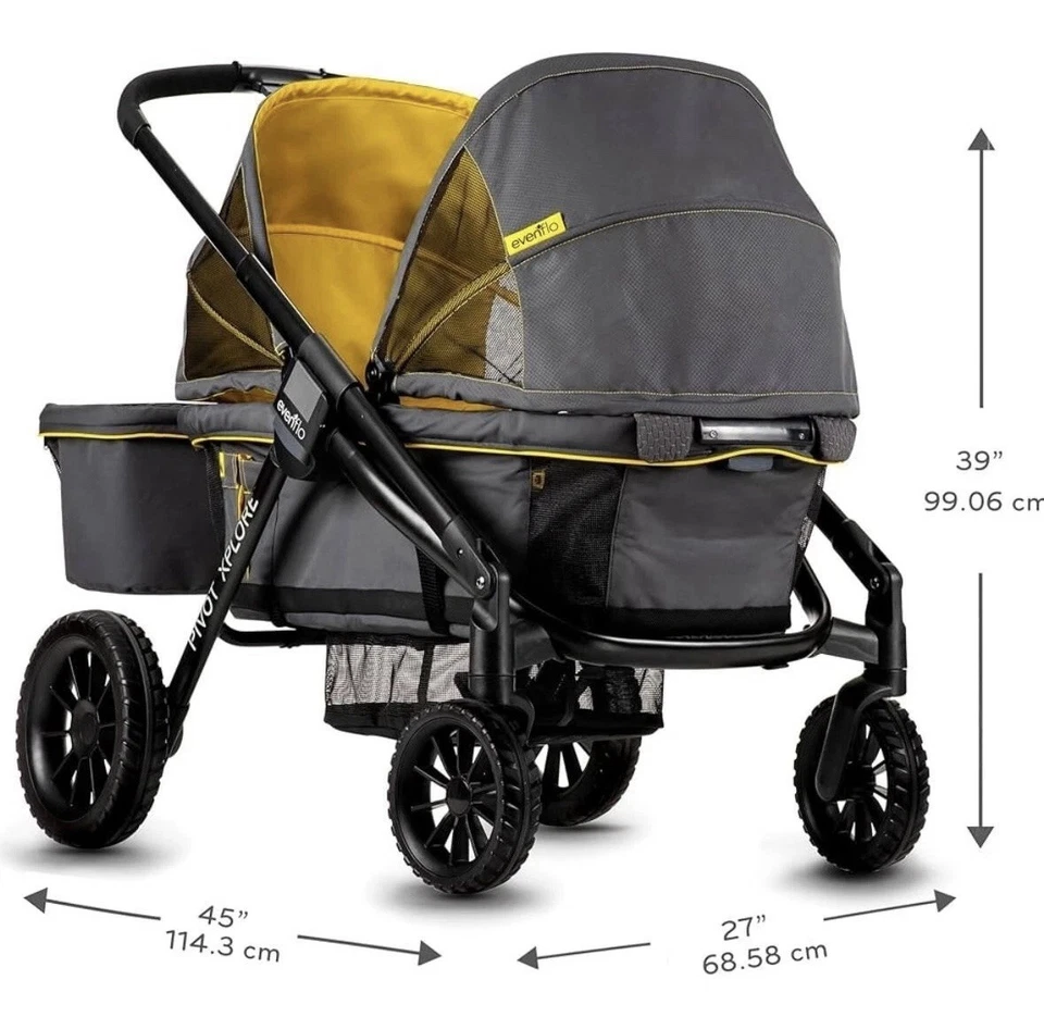 Evenflo Pivot Xplore All-Terrain Double Stroller Wagon - Adventurer Gray  - Image 3 of 4