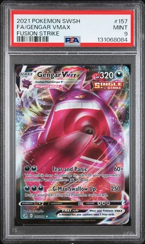 2021 POKEMON SWORD & SHIELD FUSION STRIKE #157 FULL ART/GENGAR VMAX PSA 9