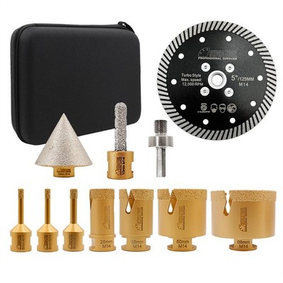SHDIATOOL Diamant Fliesenbohrer Set Premium 10 teilig | inkl 1xTrennscheibe M14