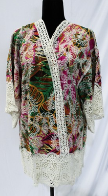 #ad Democracy Women#x27;s Plus Embroidered Crochet Trim Cardigan AC2 Baton Rouge Size 2X $12.25