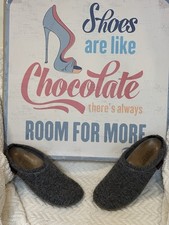 Giesswein Veitsch Slipper Mules Gray Felt Wool Cork House Shoes Women's Sz 40 9