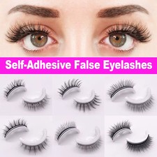 1 Pair Reusable Self Adhesive False Eyelashes Natural Long Thick Fake Eye Lashes