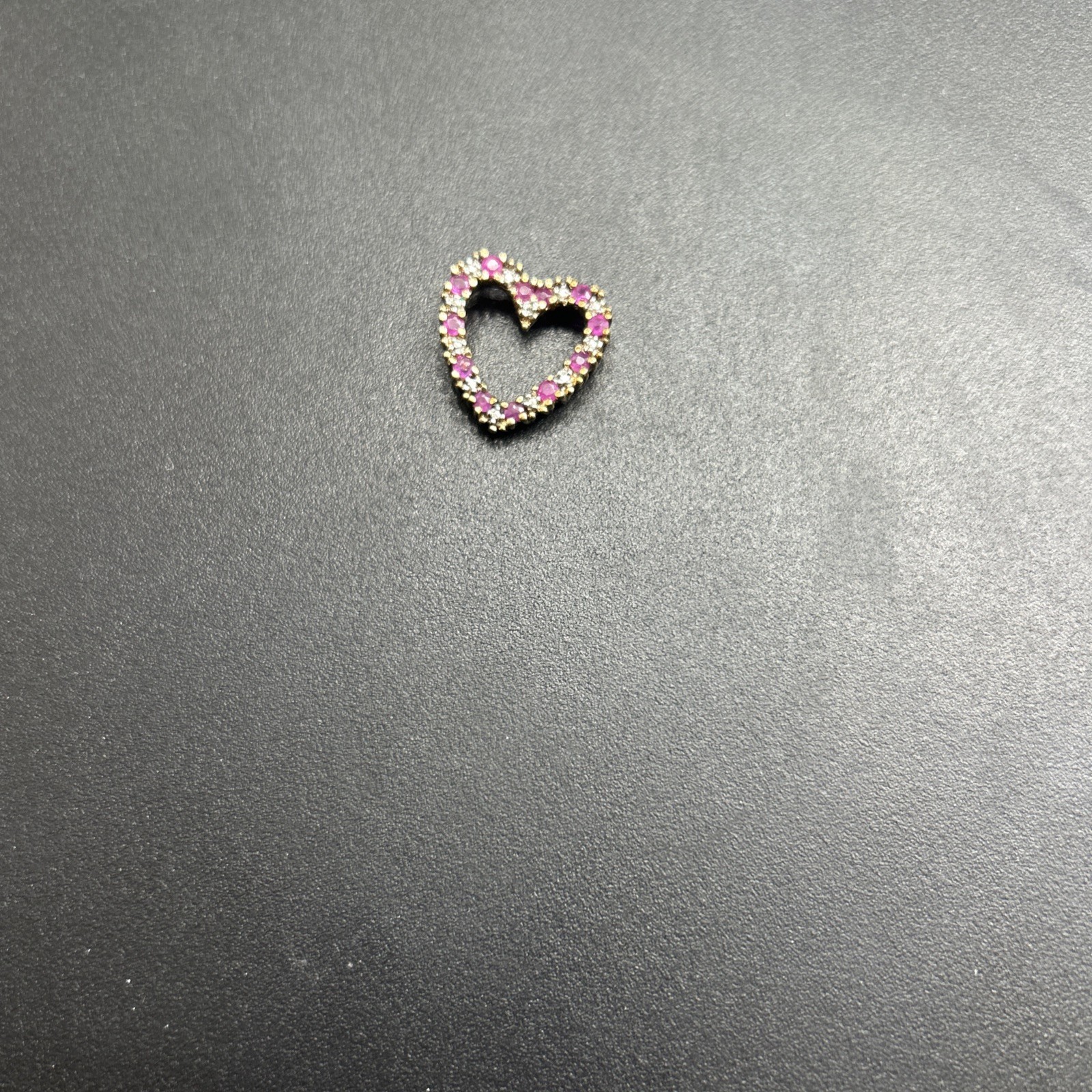 Sterling Silver Ruby Red Heart Shaped Pendant Fea… - image 1