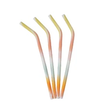 Krumbs Kitchen Tie Dye Silicone Straws, 4 Pack Plus Cleaning Brush