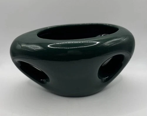 Haeger Pottery Dark Green Sculptural Vase,  Cut Outs Vintage Sticker On 1980’s