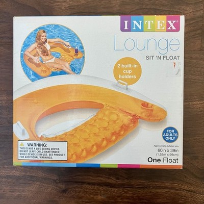 Intex Sit N Float Inflatable Lounge Orange Adult Water Chair Swimming Pool Float