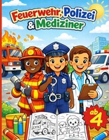 Malbuch Feuerwehr Polizei Mediziner 50 Ausmalbilder Ab 4 Jahren GroßE Motive