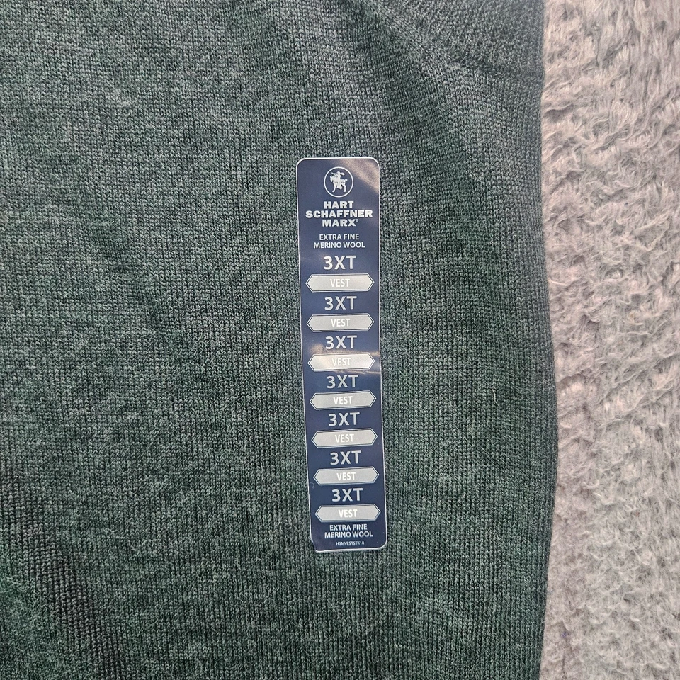 $89 NEW Hart Schaffner Vest Sweater Men 3XT Tall 100% Merino Wool V-Neck Green - Image 2 of 4