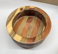 Handmade Tiger Striped Segmented Wood Bowl Signed Artisan Turned
